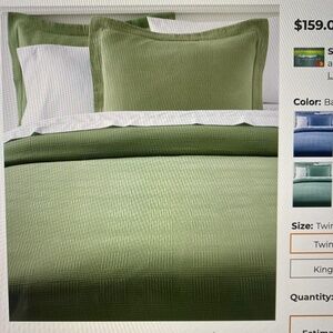 LL Bean Matelasse BEDSPREAD twin bed spread cover beautiful green